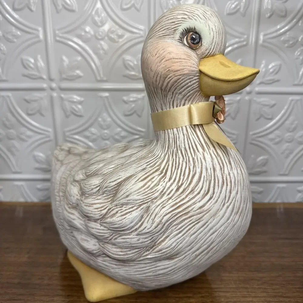 Vtg Dona Ceramic Painted Duck Duckling Mold Pink Farmhouse Country Core Large